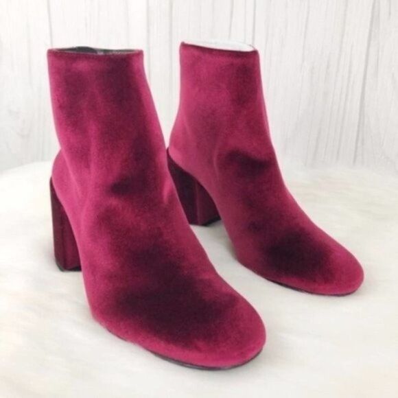 STUART WEITZMAN Bacari Berry Red Velvet Bootie - Picture 3 of 7